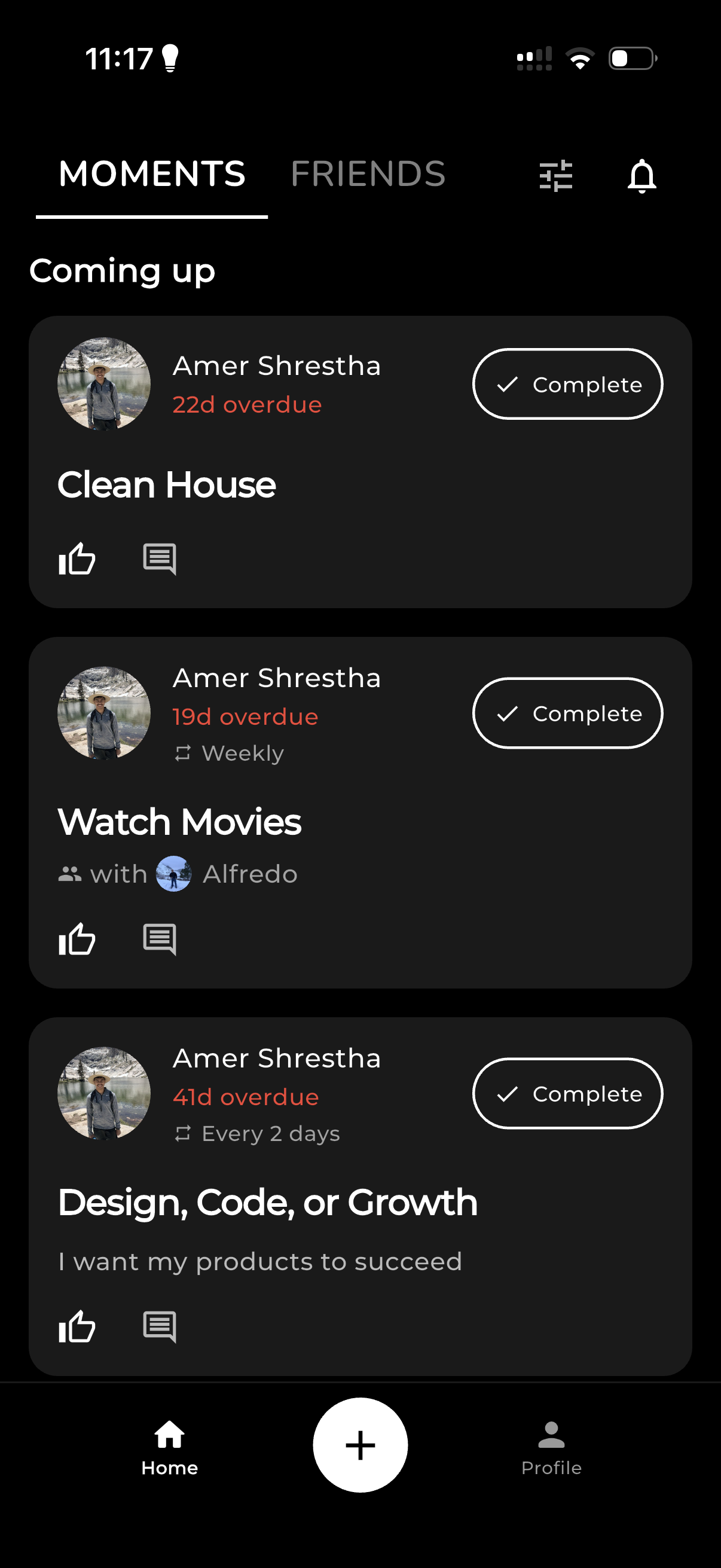 Moments iPhone screenshot